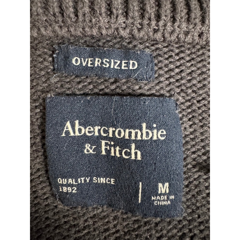 Abercrombie & Fitch Women Oversize V-Neck Sweater Vest Charcoal Grey Cotton Sz M - Picture 3 of 8